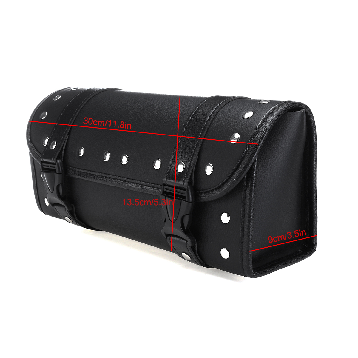 Motorcycle-Front-Fork-Tool-Bag-Pouch-Luggage-SaddleBag-Black-Leather-Universal-For-Touring-1637519
