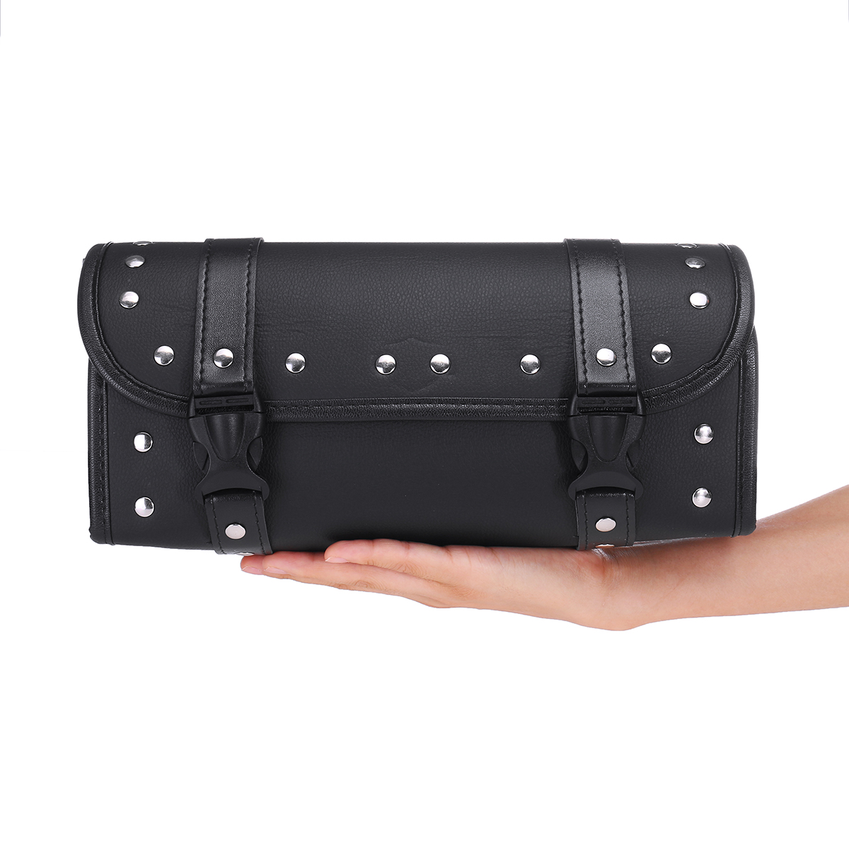 Motorcycle-Front-Fork-Tool-Bag-Pouch-Luggage-SaddleBag-Black-Leather-Universal-For-Touring-1637519