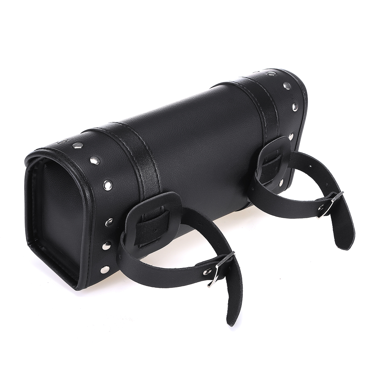 Motorcycle-Front-Fork-Tool-Bag-Pouch-Luggage-SaddleBag-Black-Leather-Universal-For-Touring-1637519