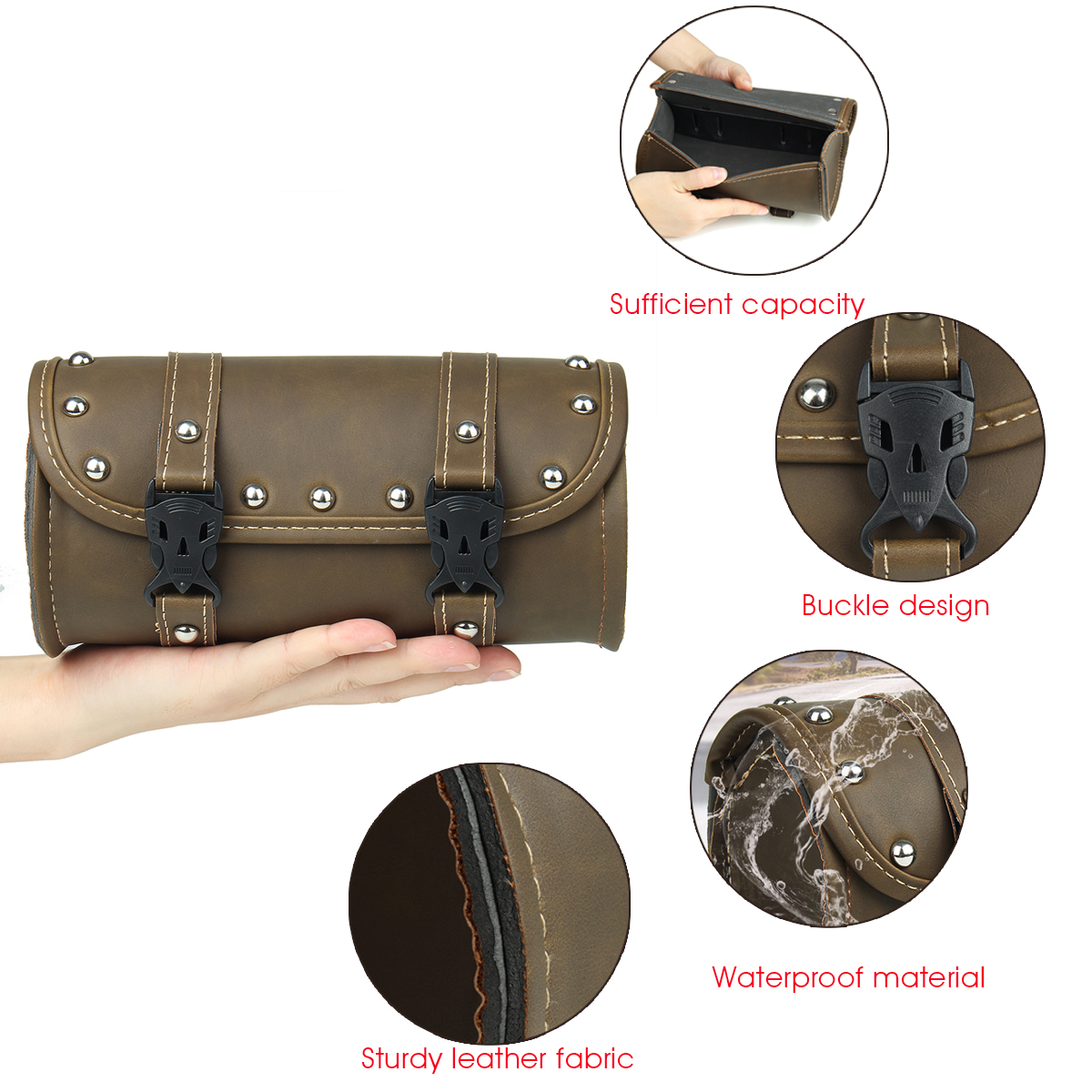 Motorcycle-Front-Fork-Tool-Bag-Pouch-Saddlebags-Luggage-Universal-PU-Leather-1634969