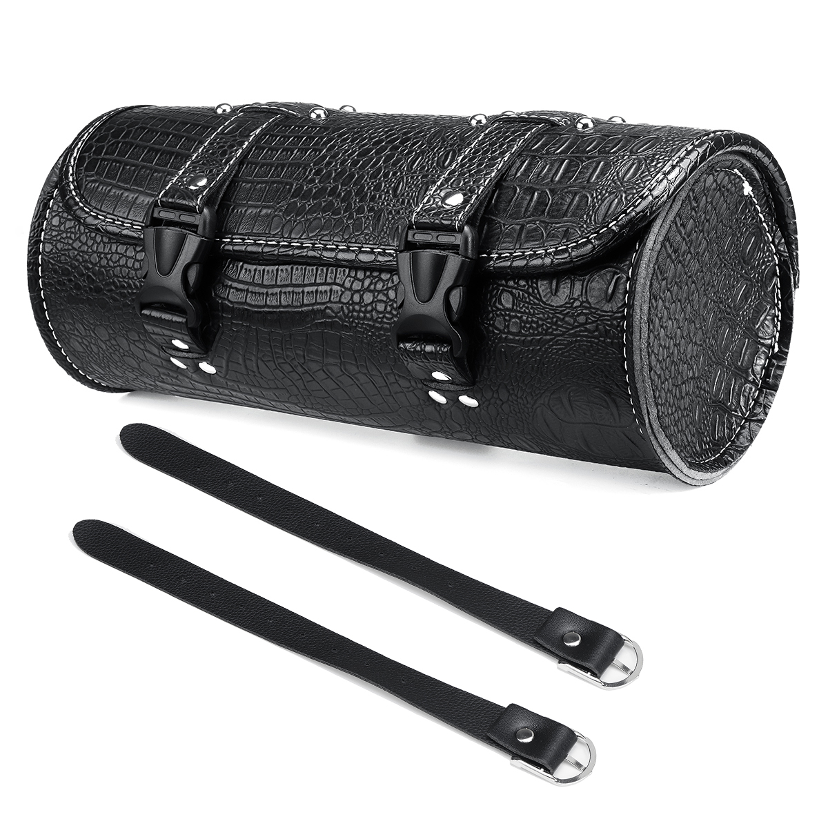 Motorcycle-Front-Fork-Tool-Bag-Roll-Side-Saddlebag-Black-With-Willow-Nails-1727840