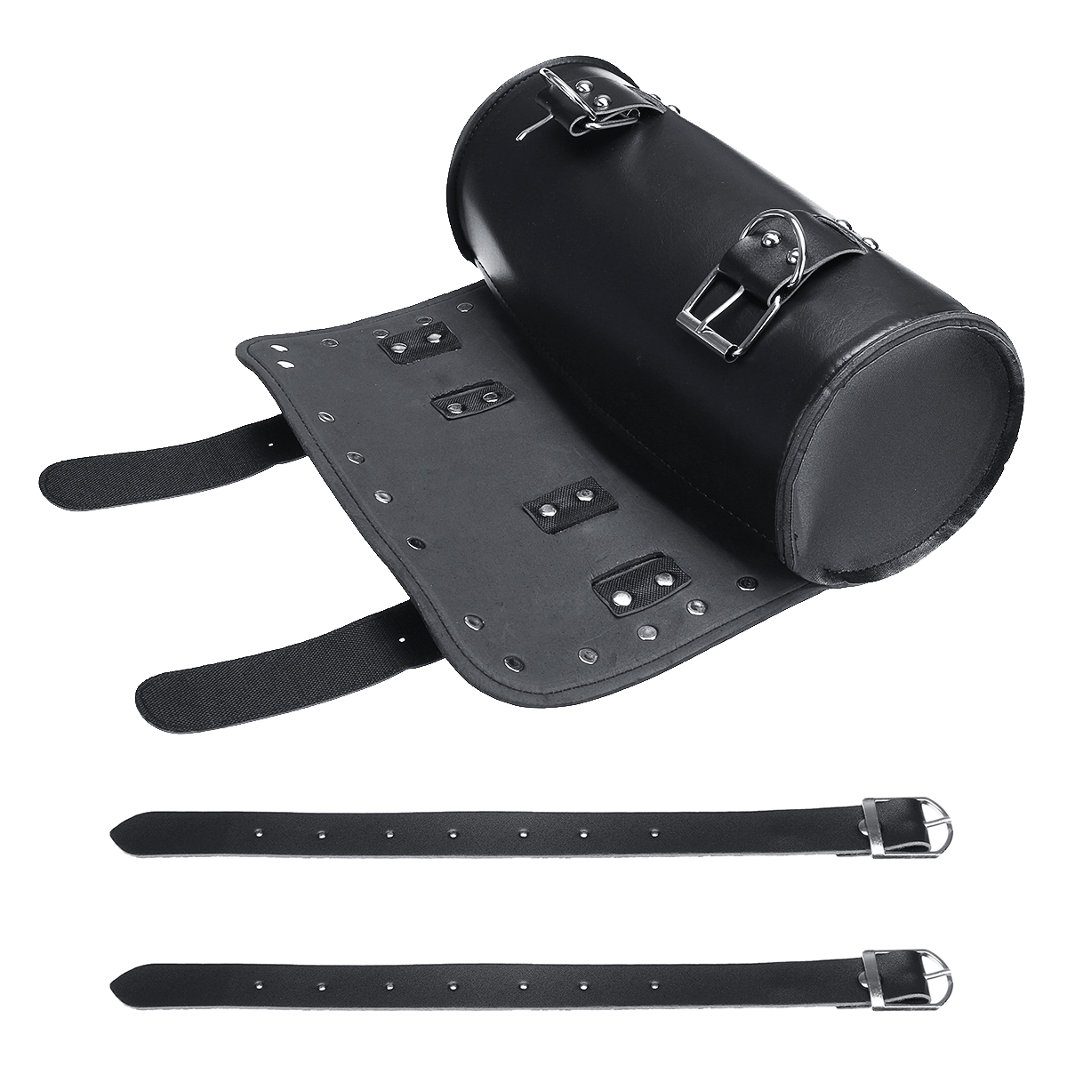 Motorcycle-Front-Fork-Tool-Bag-Saddlebags-Cruiser-PU-Leather-Universal-Black-1022957