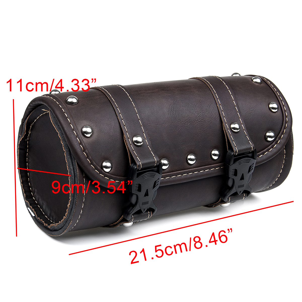 Motorcycle-Front-Fork-Tool-Saddle-Bag-Pouch-Saddlebags-Luggage-Leather-Barrel-Dark-Brown-1576704