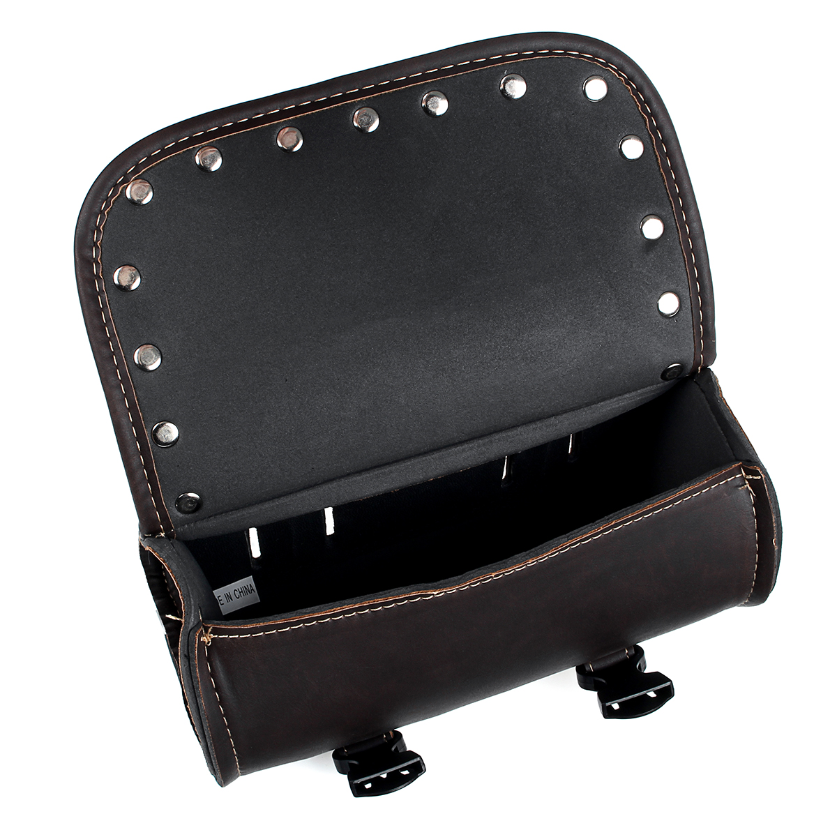 Motorcycle-Front-Fork-Tool-Saddle-Bag-Pouch-Saddlebags-Luggage-Leather-Barrel-Dark-Brown-1576704