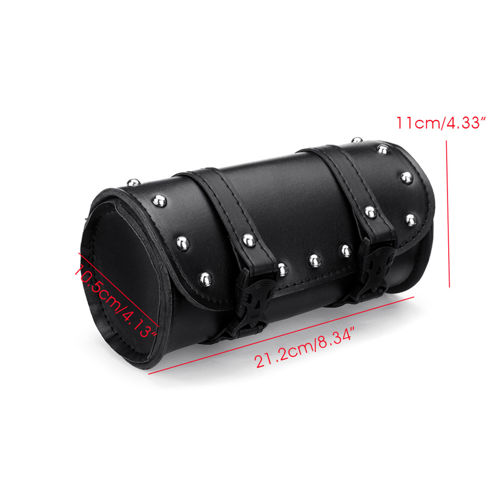Motorcycle-Front-Fork-Tool-Saddlebags-Pouch-Luggage-Black-Leather-For-Harley-1463112