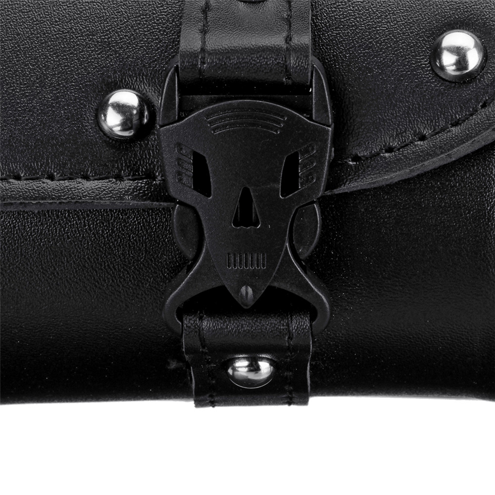 Motorcycle-Front-Fork-Tool-Saddlebags-Pouch-Luggage-Black-Leather-For-Harley-1463112