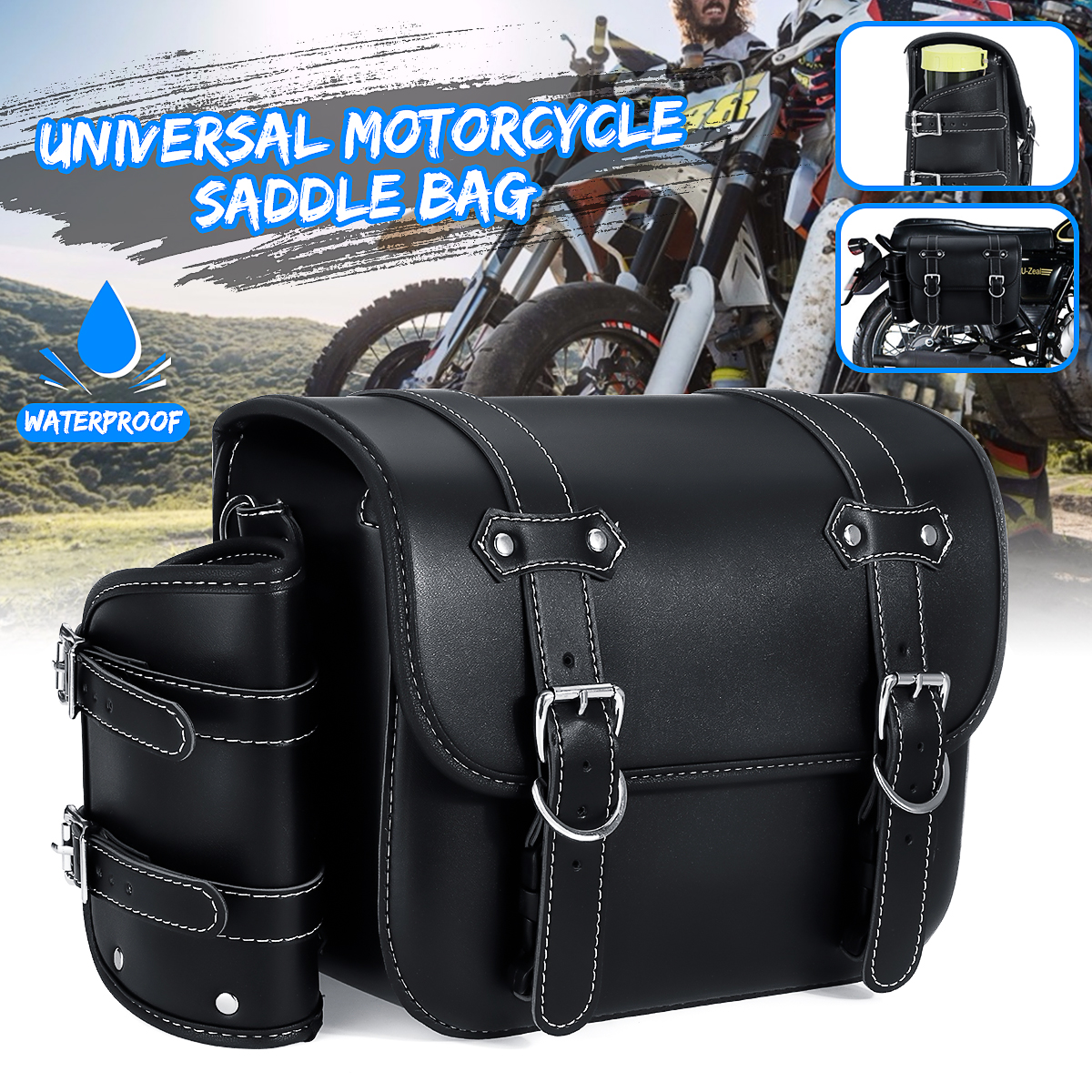 Motorcycle-Leather-Saddlebags-Swingarm-Single-Sided-Pannier-Bag-Black-Universal-1509357