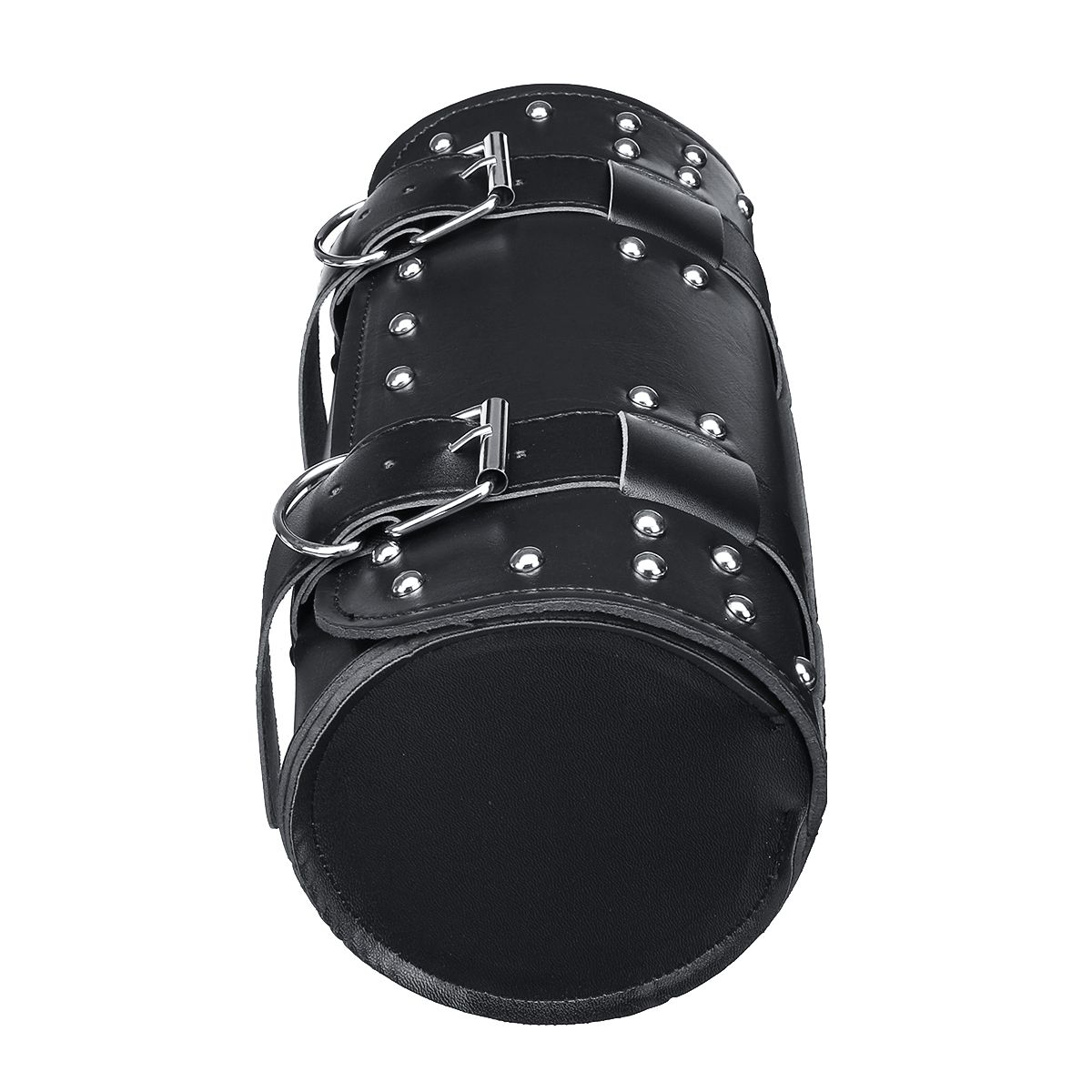 Motorcycle-PU-Leather-Black-Tool-Bag-Front-Fork-Handlebar-Saddlebags-Roll-Barrel-Style-1513808