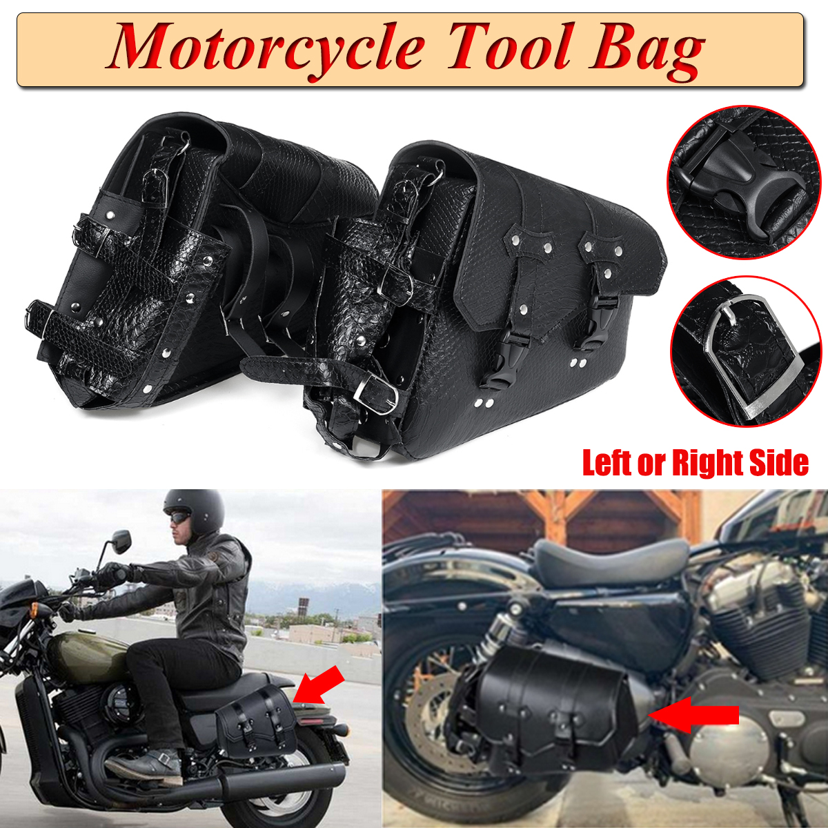 Motorcycle-Saddlebag-Tool-Bag-Luggage-With-Bottle-Holder-Left--Right-Side-Black-1736384