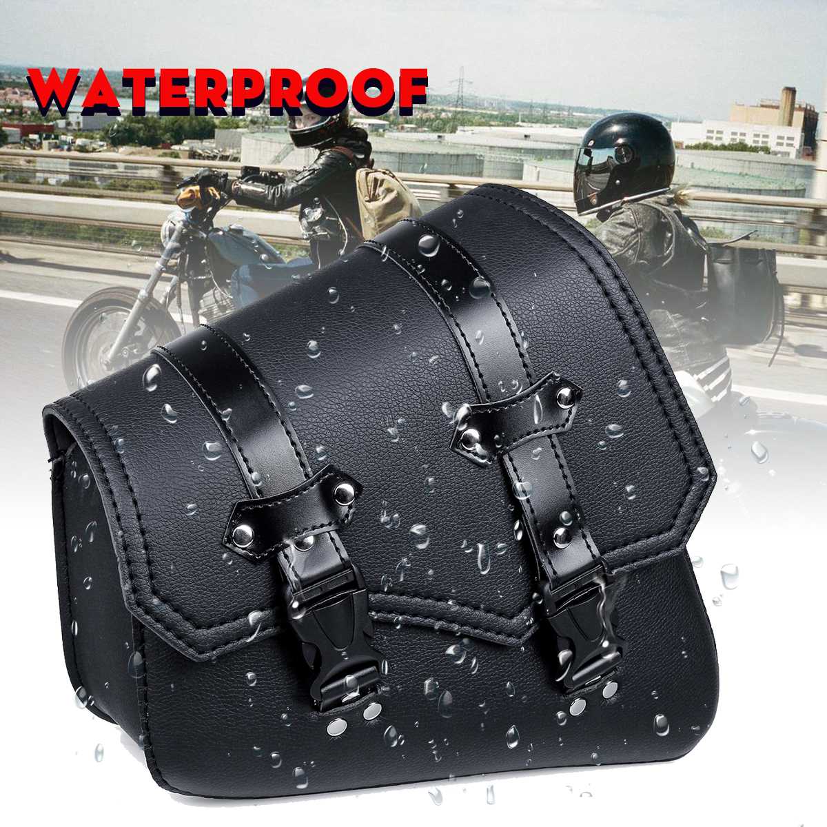 Motorcycle-Saddlebags-3-Quick-Release-Buckle-Black-PU-Leather-Waterproof-Universal-1648732
