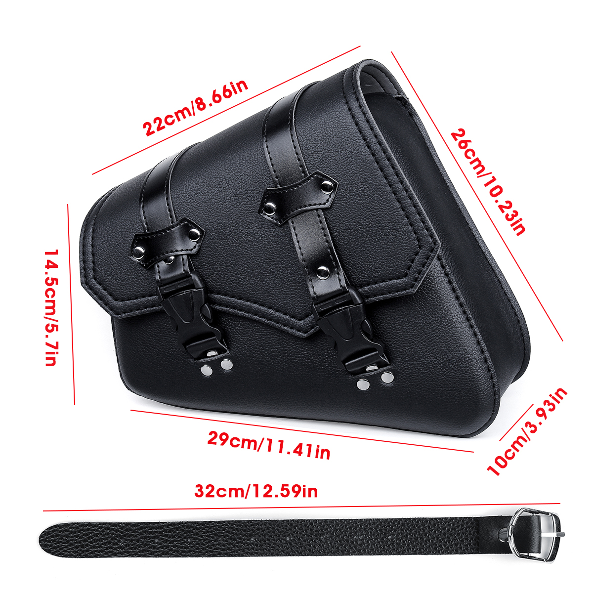 Motorcycle-Saddlebags-3-Quick-Release-Buckle-Black-PU-Leather-Waterproof-Universal-1648732