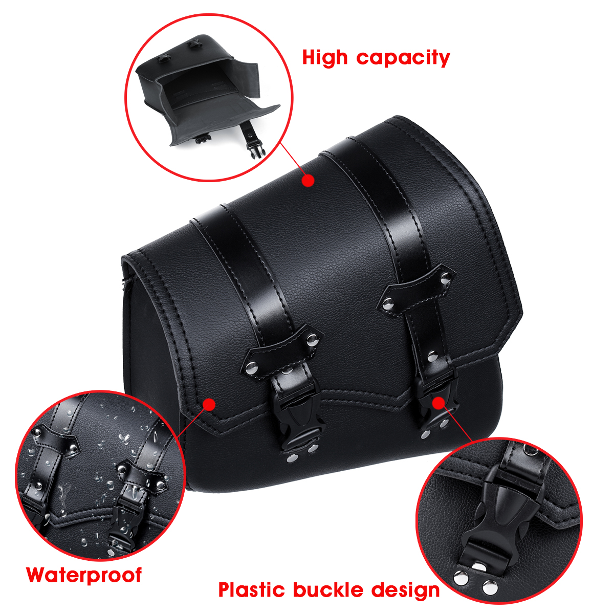 Motorcycle-Saddlebags-3-Quick-Release-Buckle-Black-PU-Leather-Waterproof-Universal-1648732