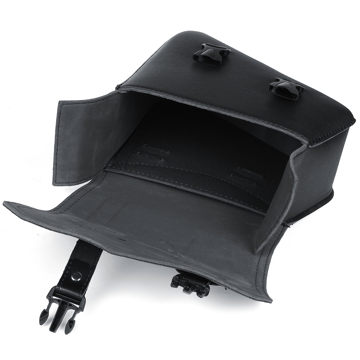 Motorcycle-Saddlebags-3-Quick-Release-Buckle-Black-PU-Leather-Waterproof-Universal-1648732