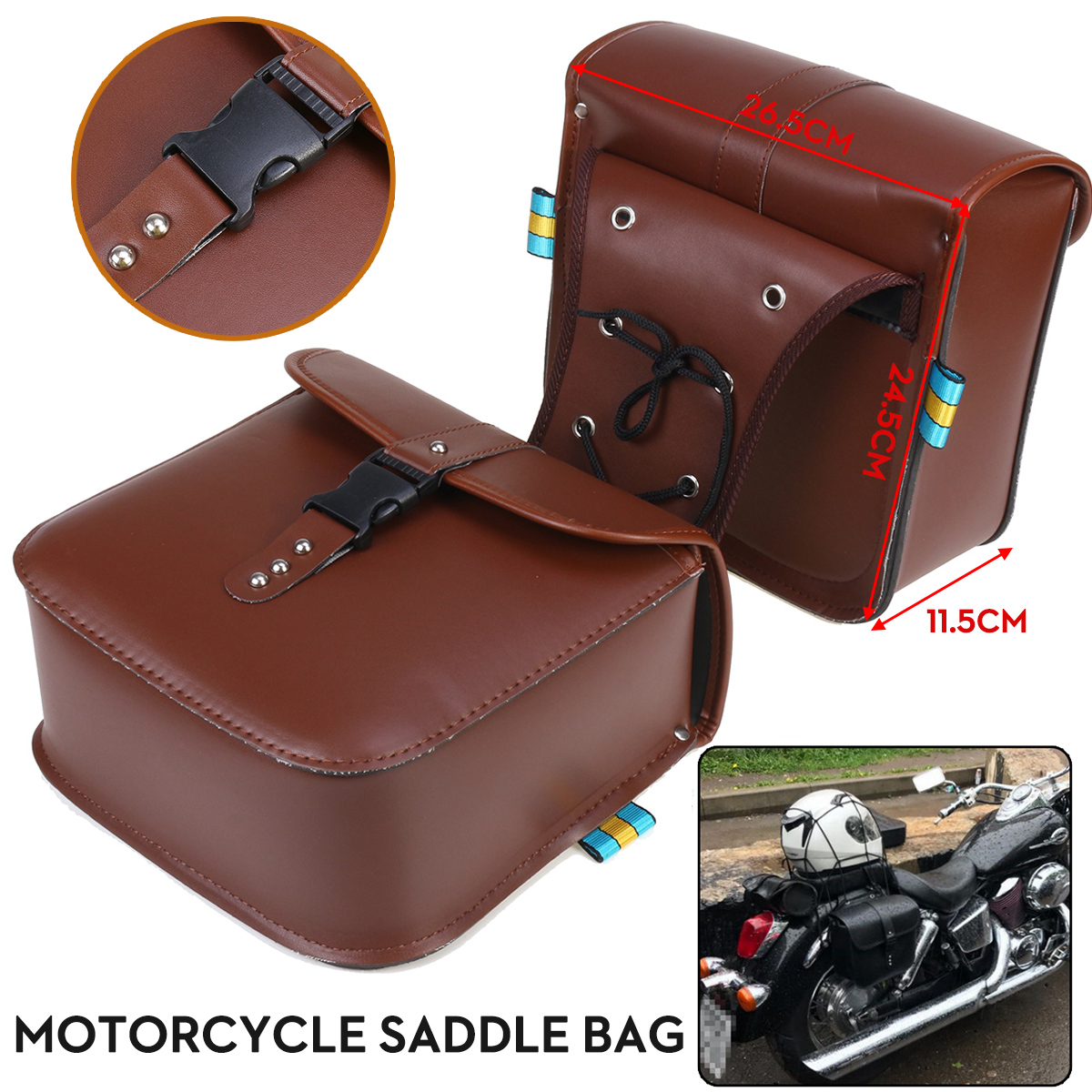 Motorcycle-Saddlebags-Bags-Bike-Side-Storage-Fork-Tool-Pouch-Universal-Brown-1593002