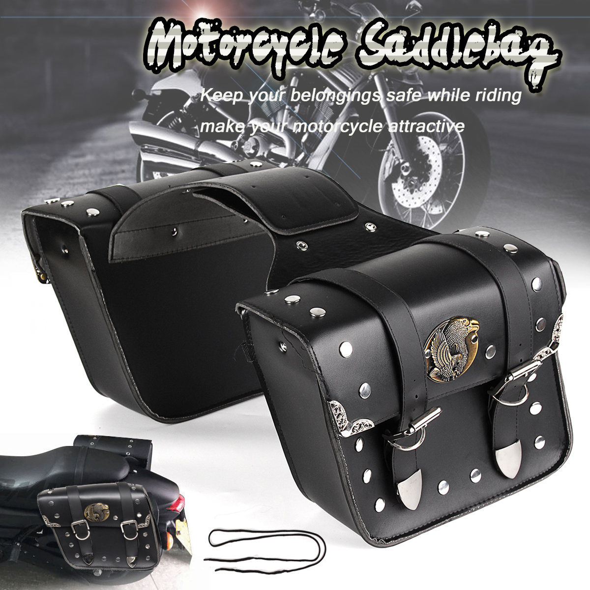 Motorcycle-Saddlebags-Side-Bag-Tool-Bags-Left-Right-For-Chopper-Black-1456721