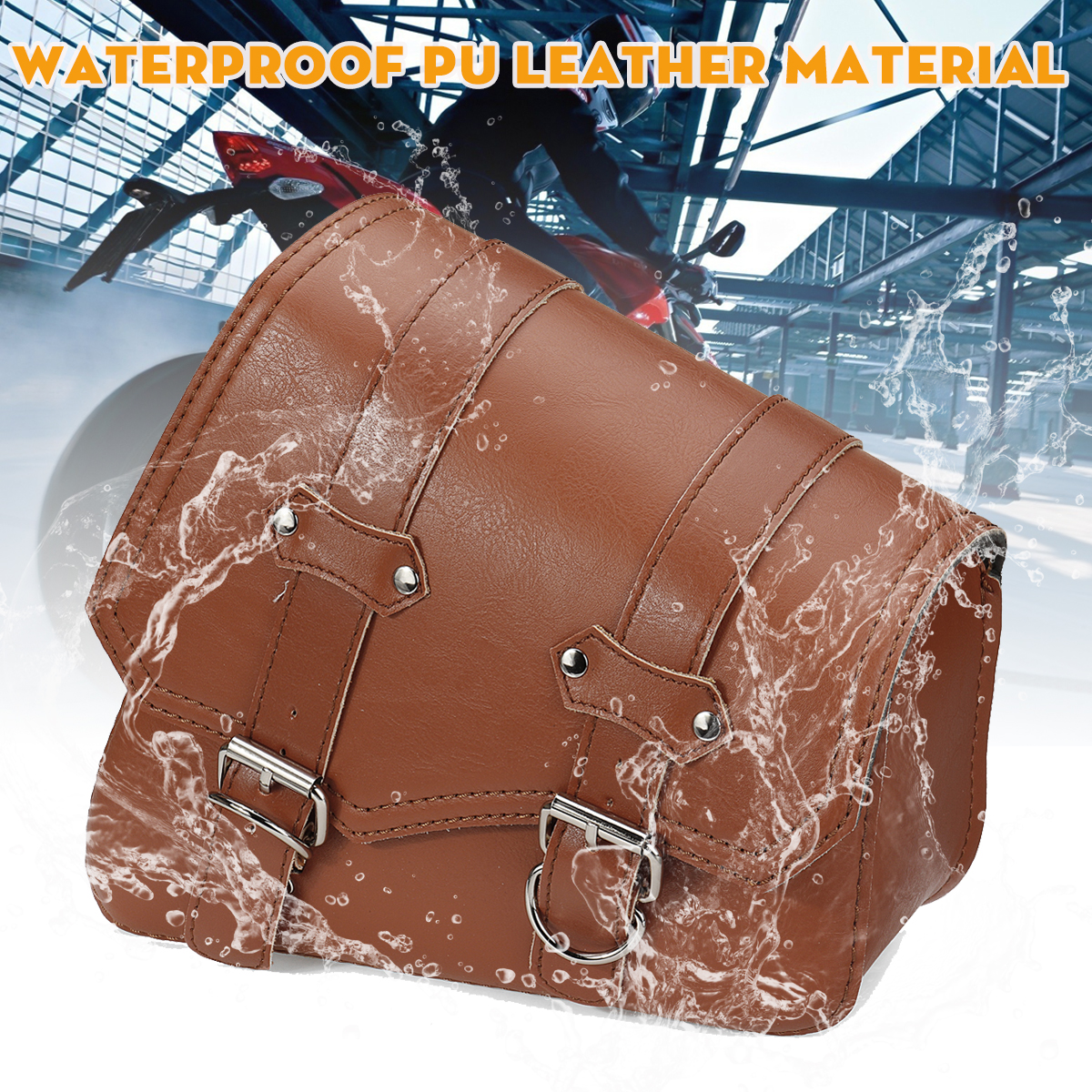Motorcycle-Saddlebags-Tool-Bag-PU-Leather-Waterproof-Brown-Universal-1648787