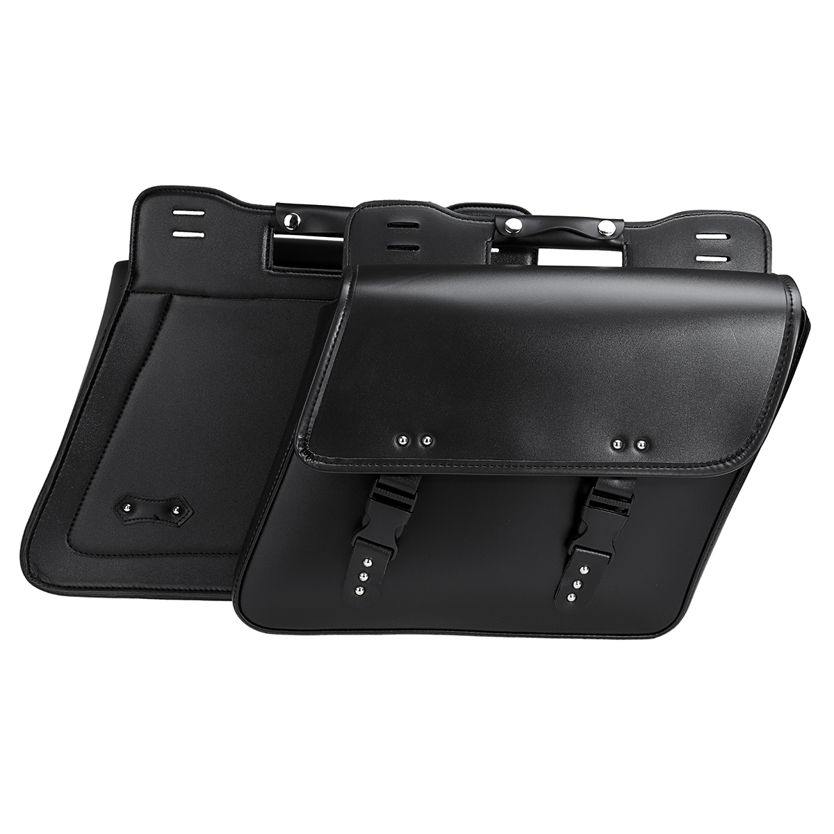Motorcycle-Saddlebags-Tool-Luggage-Saddle-Bag-Black-PU-Leather-Universal-1595979