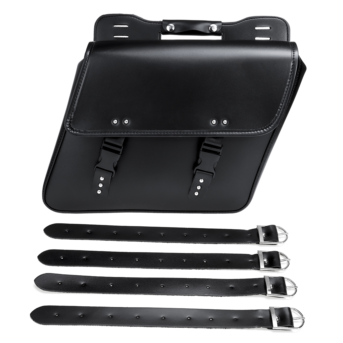Motorcycle-Saddlebags-Tool-Luggage-Saddle-Bag-Black-PU-Leather-Universal-1595979