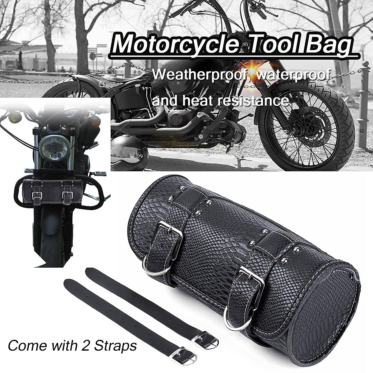 Motorcycle-Tool-Bag-Luggage-Black-Saddlebag-Roll-Barrel-Storage-For-Harley-Sportster-1311671