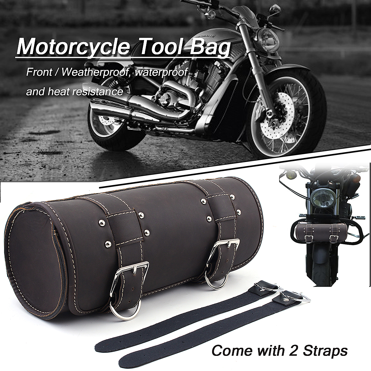 Motorcycle-Tool-Bag-Luggage-Saddlebag-Roll-Barrel-Storage-For-Harley-Sportster-1311774