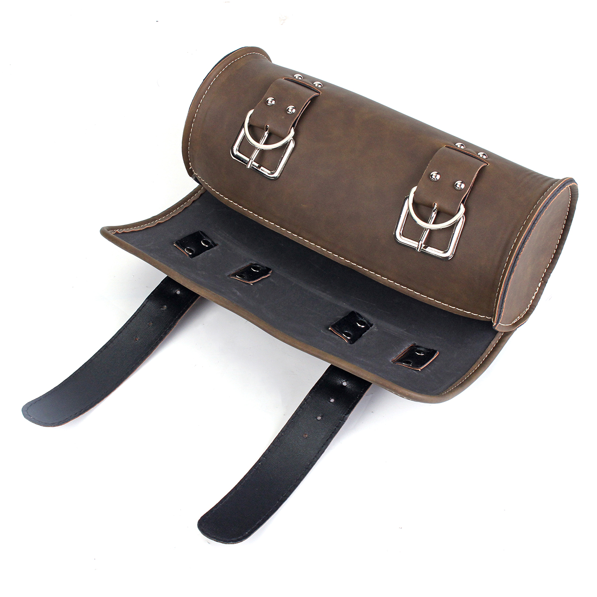 Motorcycle-Tool-Brown-Bag-Luggage-Saddlebag-Roll-Barrel-Storage-For-Harley-Sportster-1311623