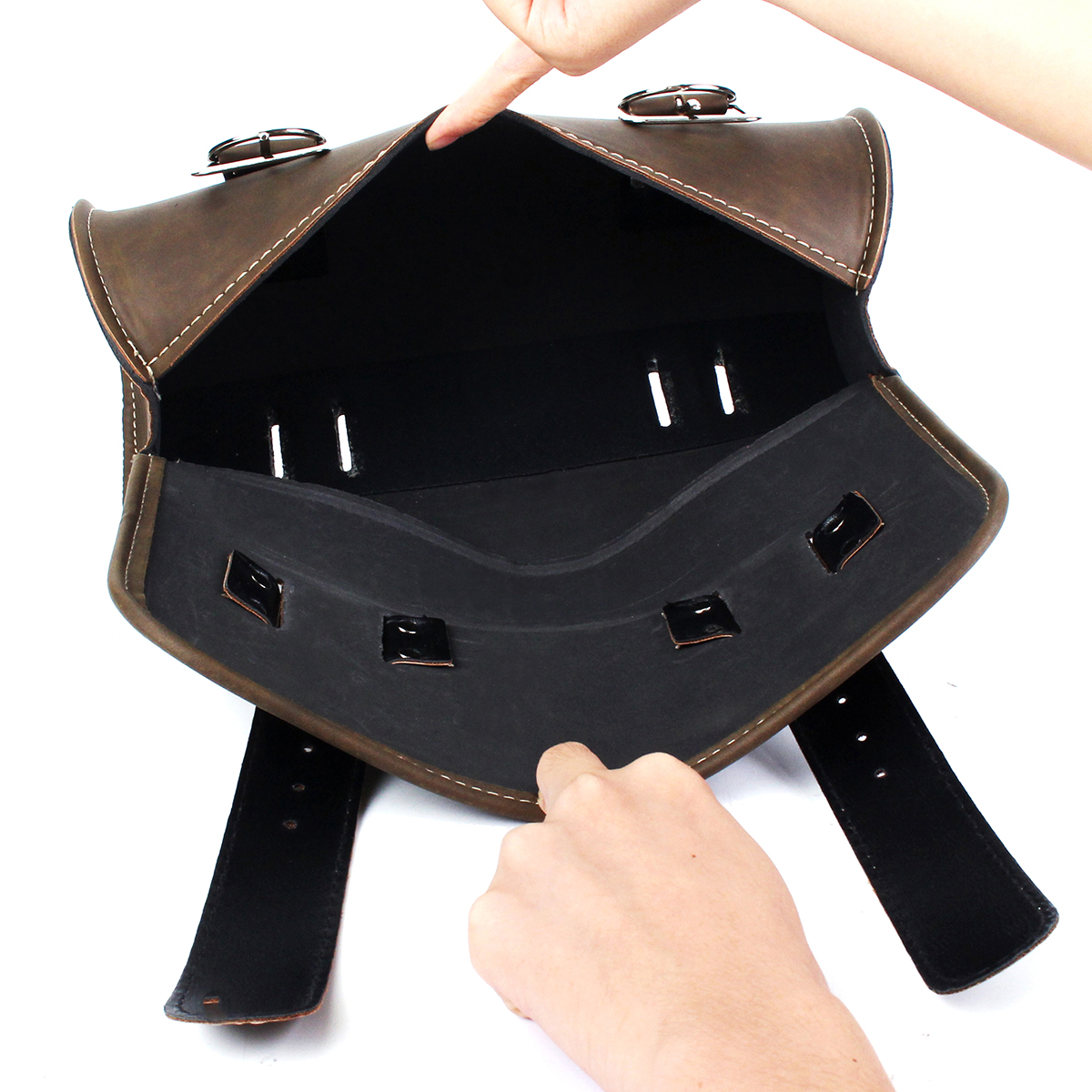 Motorcycle-Tool-Brown-Bag-Luggage-Saddlebag-Roll-Barrel-Storage-For-Harley-Sportster-1311623
