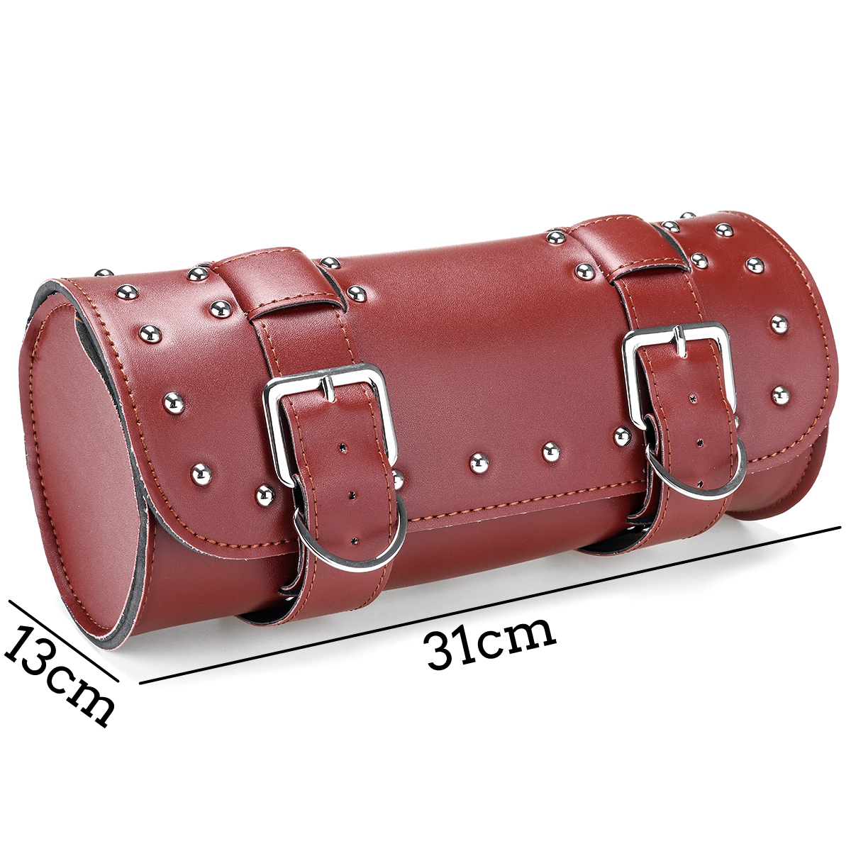 Motorcycle-Tool-Side-Bag-Luggage-Saddlebag-Brown-PU-Leather-31x13cm-1682365