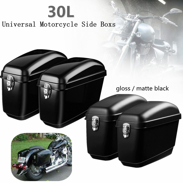 Pair-30L-Side-Luggage-Case-Hard-Trunk-Saddle-Bags-Motorcycle-Panniers-Box-Cruiser-Universal-1249061