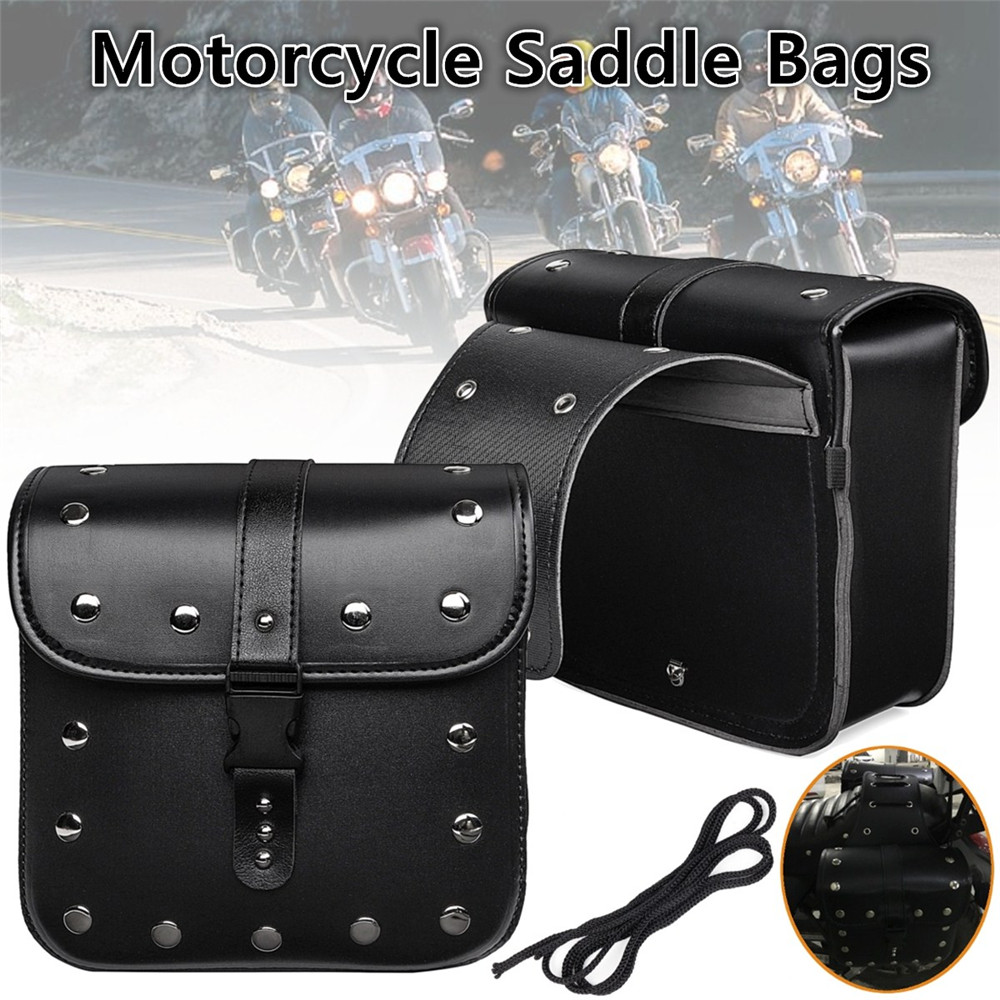 Pair-Black-PU-Leather-Motorcycle-Modified-Tool-Bag-Luggage-Saddlebags-For-Harley-1324673