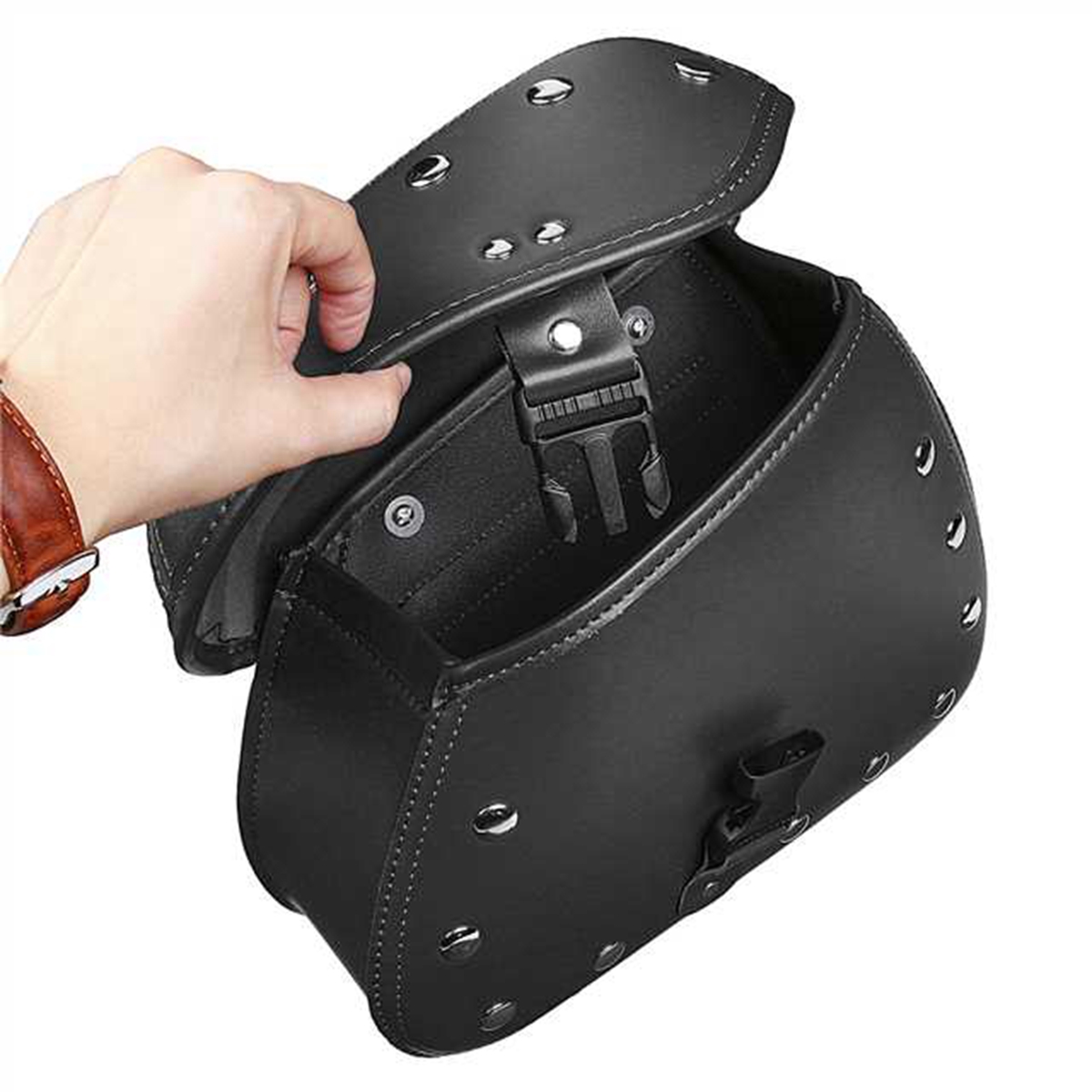 Pair-Brown-Black-Universal-PU-Leather-Motorcycle-Tool-Bag-Luggage-Saddlebags-1320378