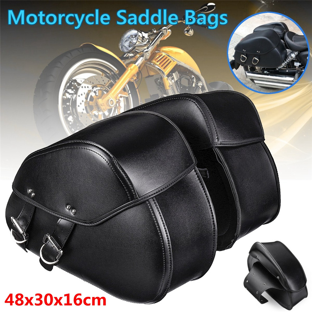 Pair-Large-Size-Black-PU-Leather-Motorcycle-Tool-Bag-Luggage-Saddlebags-For-Harley-1324641