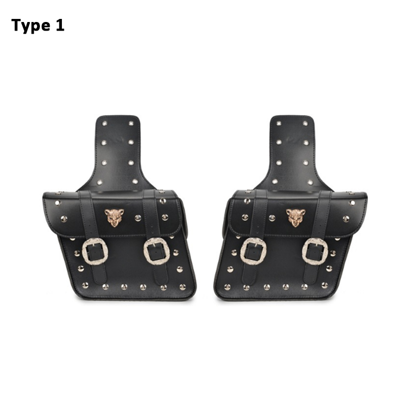 Pair-Motorcycle-Saddle-Bags-Cool-PU-Leather-Waterproof-Back-Fashion-Black-1749400