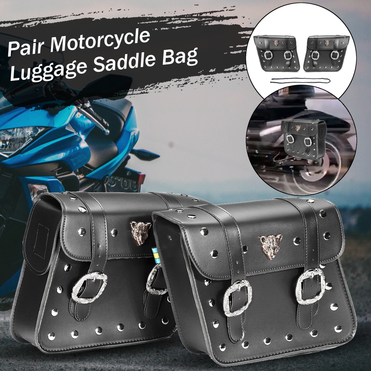 Pair-PU-Leather-Motorcycle-Side-Tool-Bag-Luggage-Saddlebags-Universal-1551770