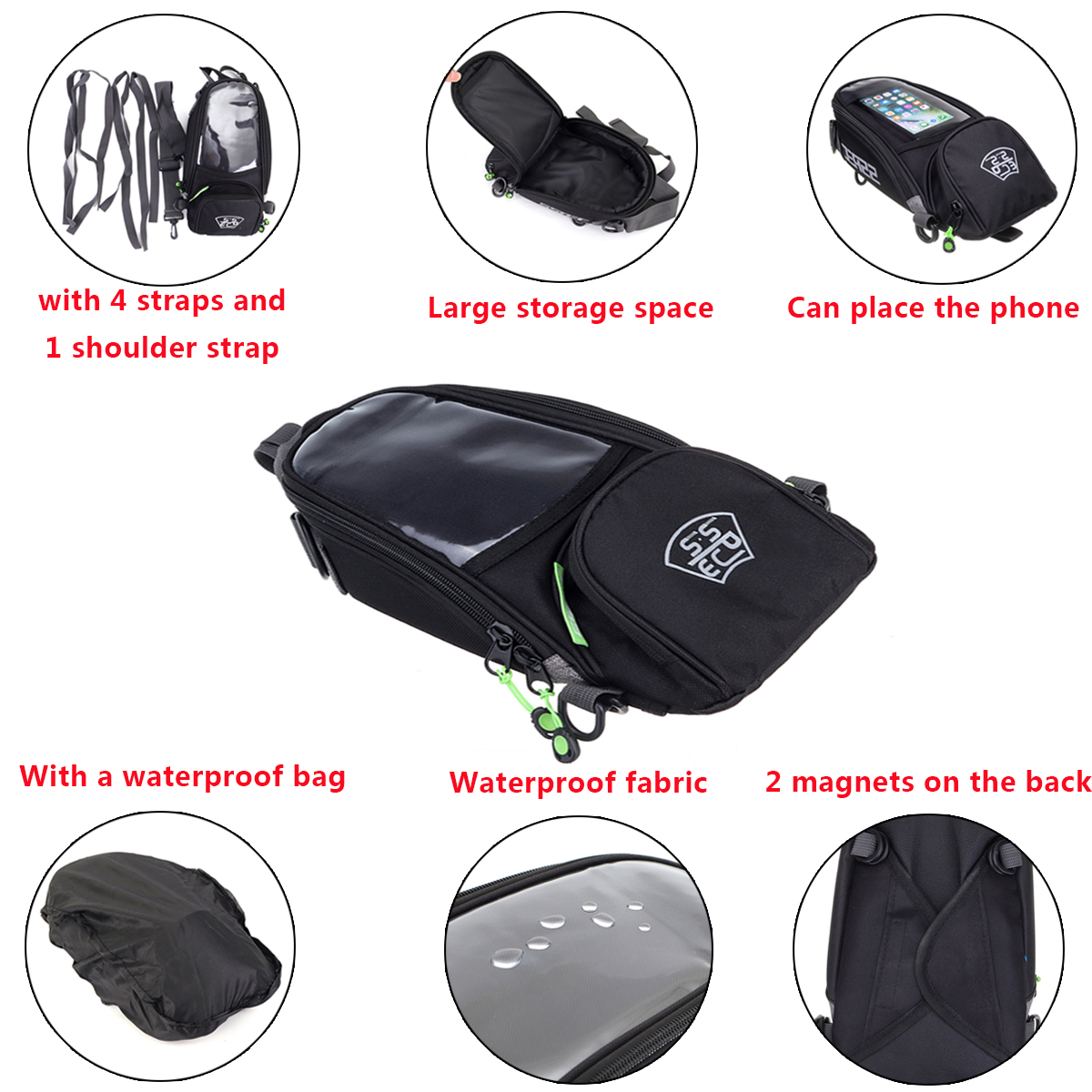 SSPEC-Motorcycle-Oil-Fuel-Tank-Bag-Saddlebags-Magnetic-Waterproof-For-Phone-GPS-1413135