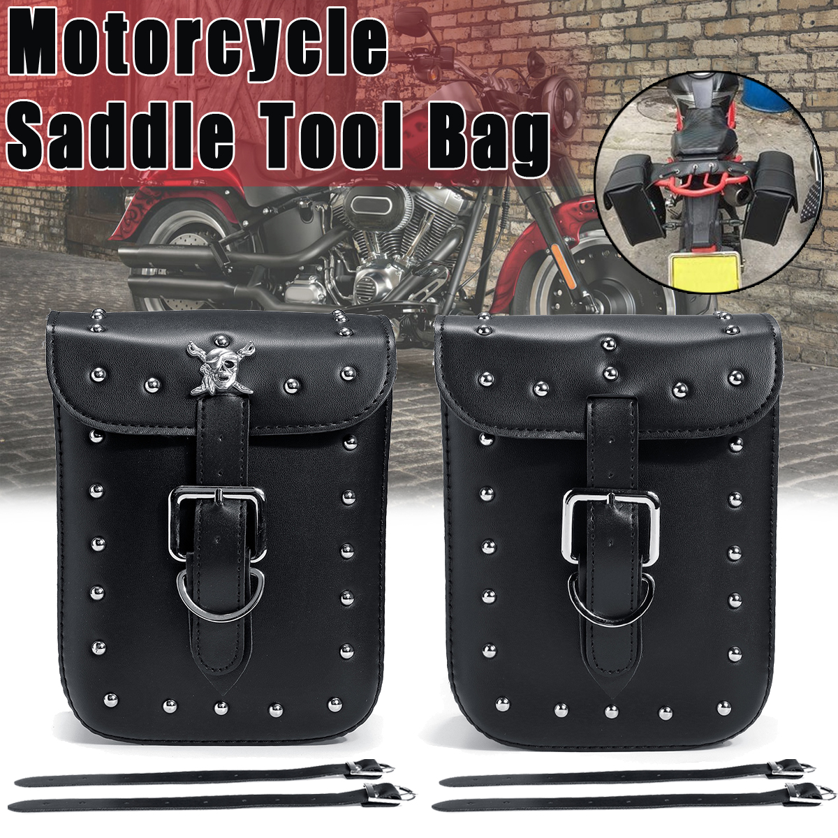 Universal-Motorcycle-Rivet-Luggage-Side-Saddlebags-Tool-Bag-For-Harley-Honda-Black-1545599