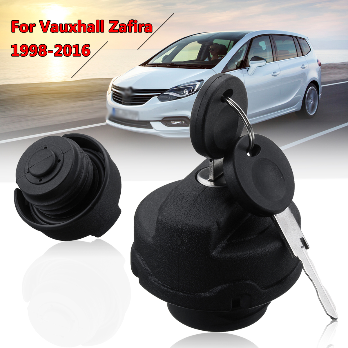 Black-Fuel-Tank-Cap-Locking--2-Keys-for-Vauxhall-Zafira-Petrol-Diesel-1998-2016-1255472