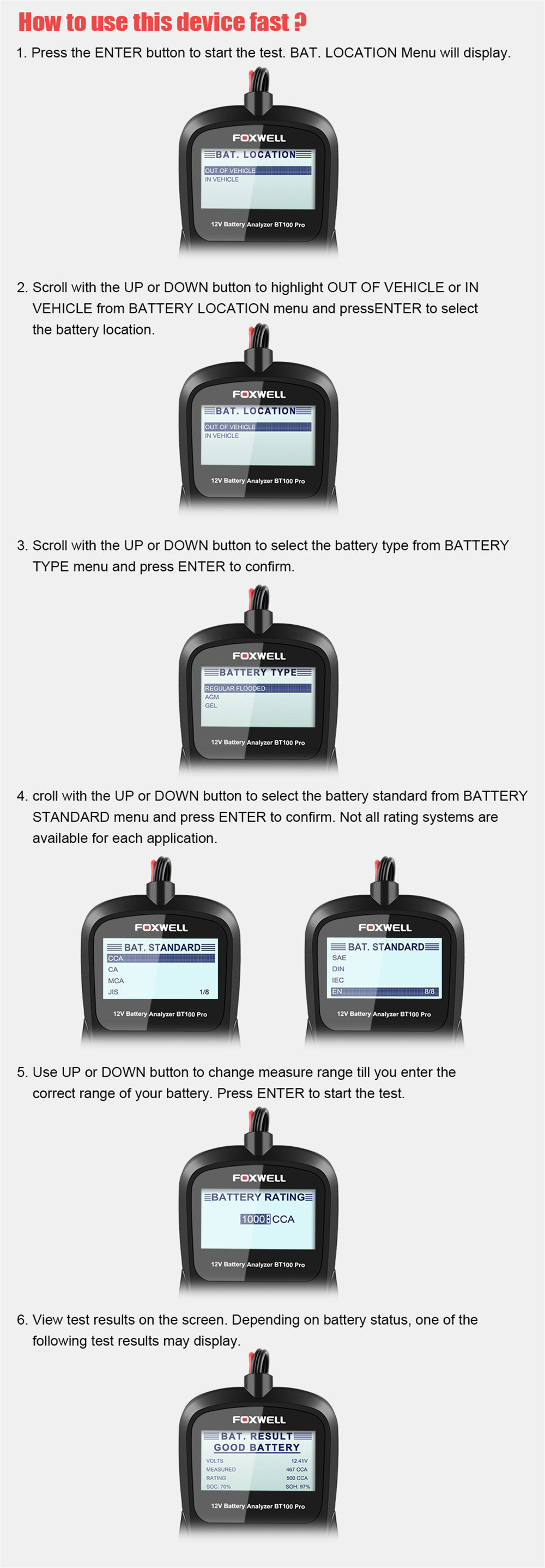 FOXWELL-BT100-PRO-Car-Battery-Tester-6V-12V-For-Flooded-AGM-GEL-100-To-1100CCA-200AH-Battery-Health--1355993
