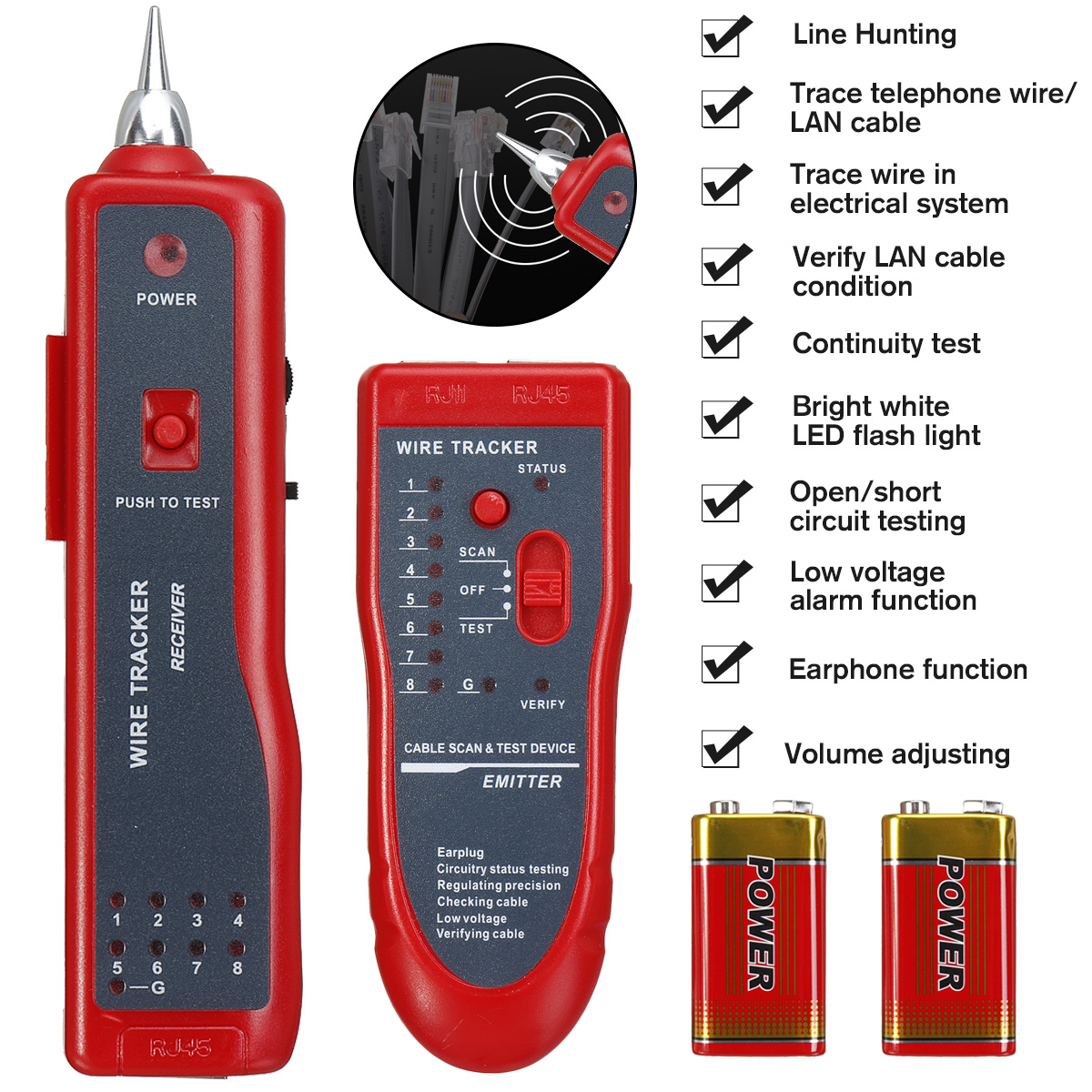 Telephone-Network-Cable-Wire-Line-LAN-Cable-RJ45-Tracker-Toner-Tracer-Tester-1622880