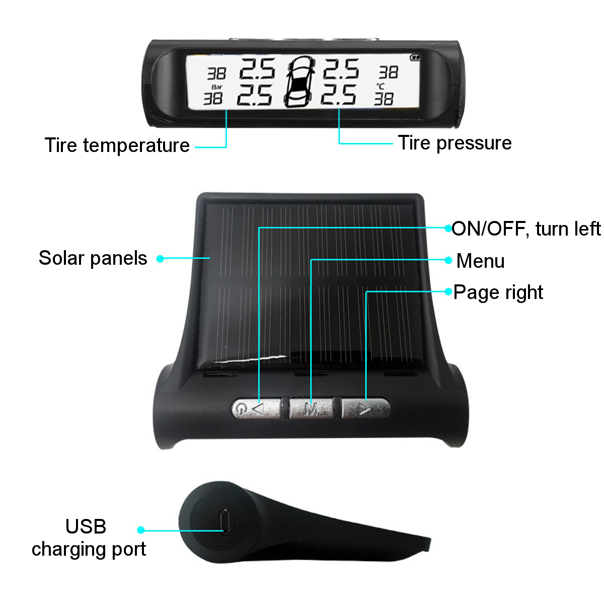 Solar-Car-Wireless-USB-Charging-Tire-Pressure-Monitoring-Temp-Alarm-System-1790840