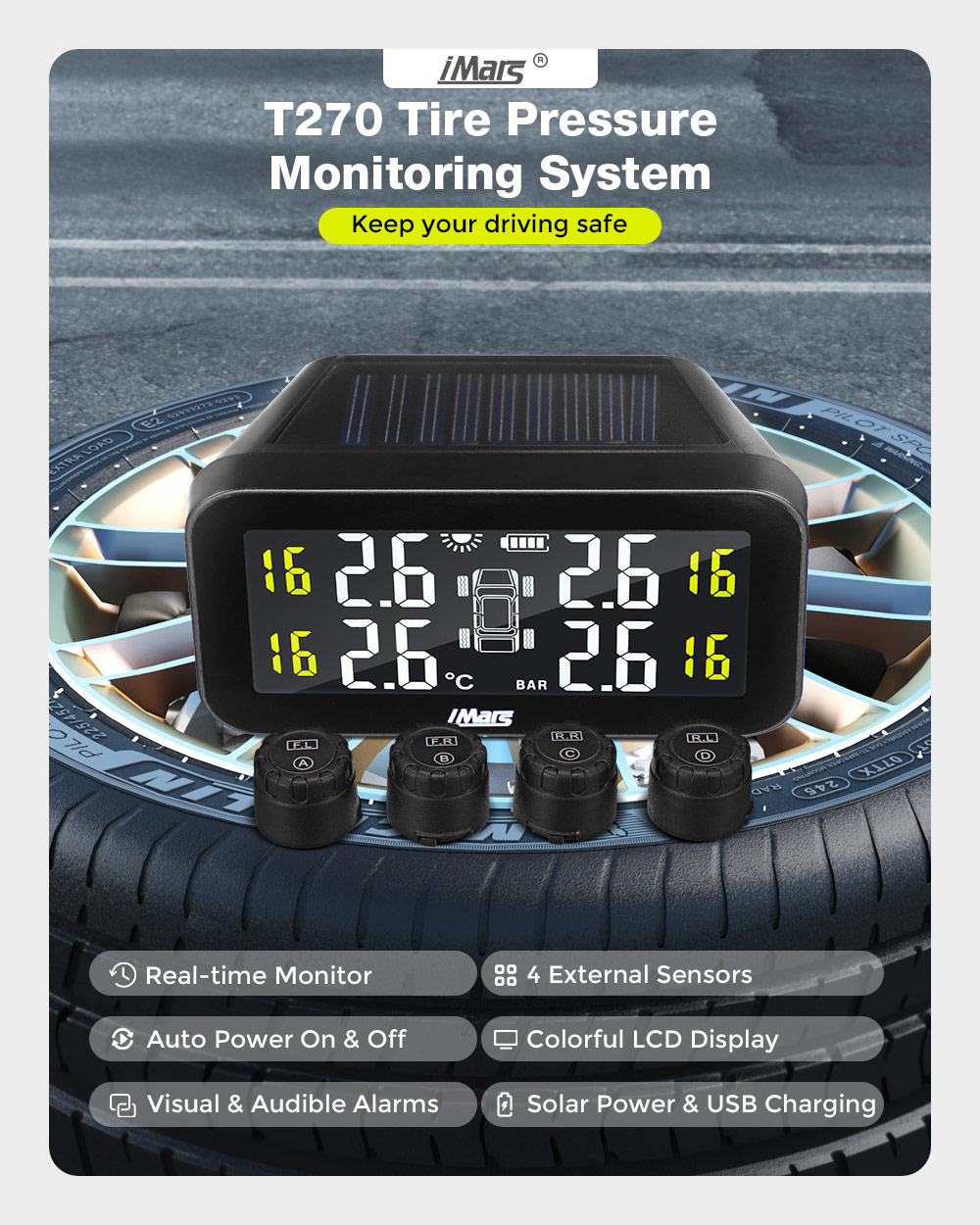 iMars-T270-TPMS-Solar-Power-Tire-Pressure-Monitor-System-Large-Screen-LCD-Display-Tester-Wireless-wi-1821920