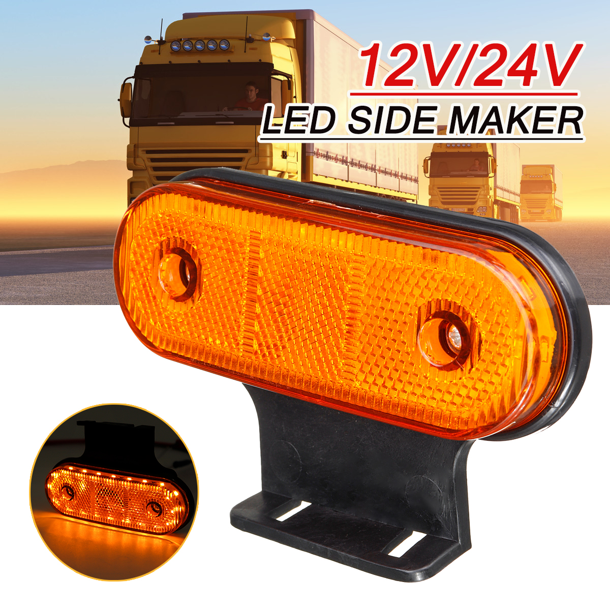 12V24V-20-LED-Side-Marker-Lights-Reflector-Lamp-Amber-With-Bracket-For-Truck-Trailer-1617515