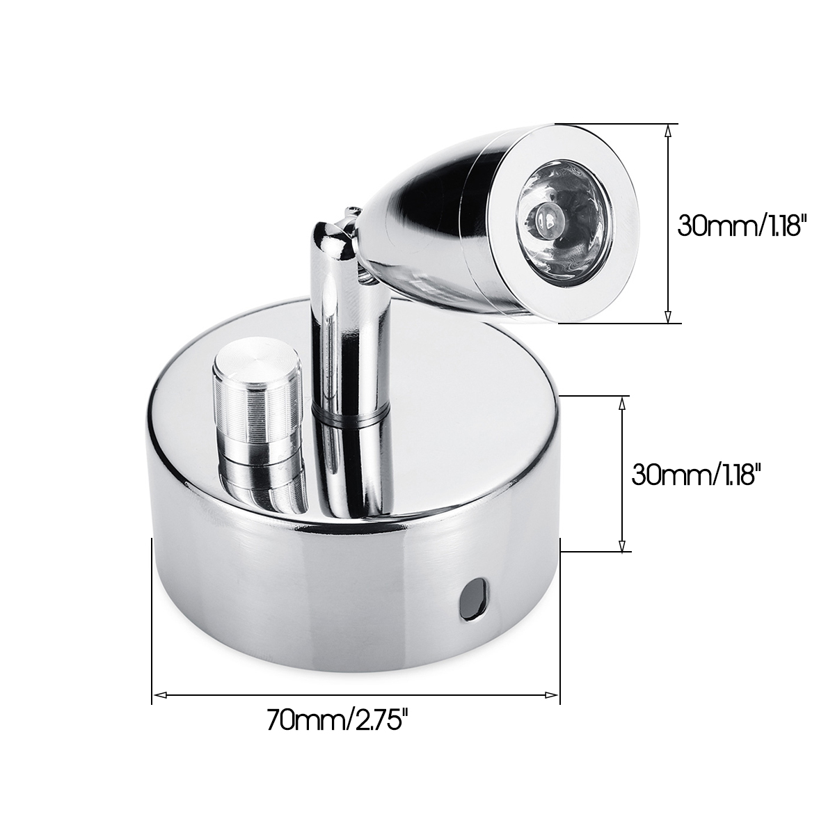 Chrome-LED-Spot-Reading-Lights-with-Dimming-Switch-Knob-12V-1W-for-for-CaravanRV-Camper-Van-Boat-1468849