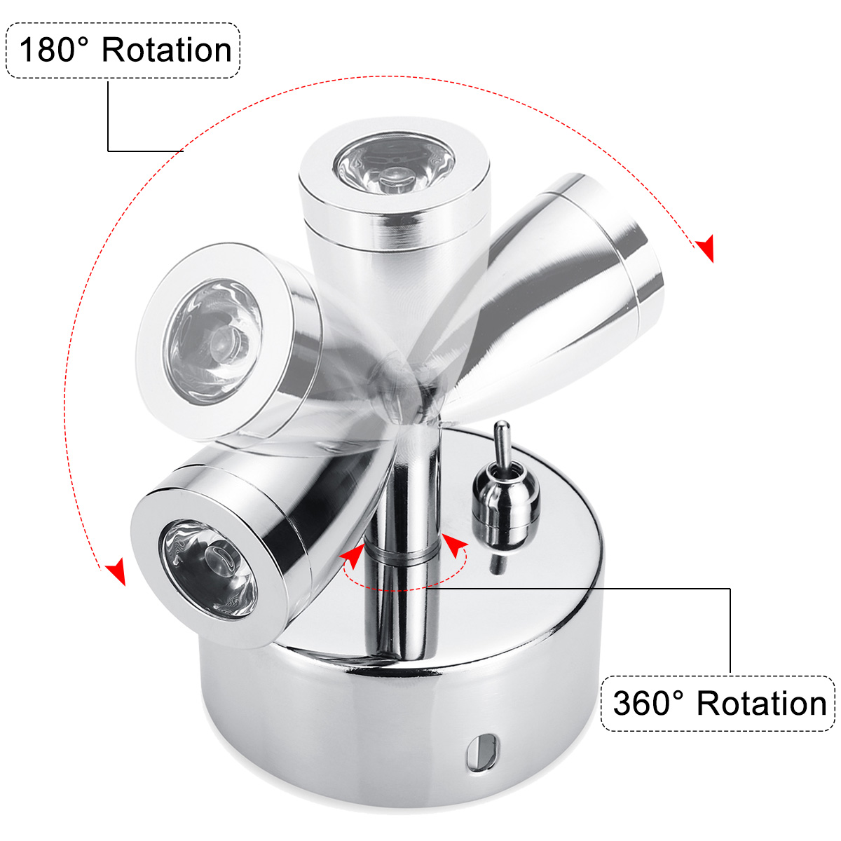 Chrome-LED-Spot-Reading-Lights-with-Toggle-Switch-12-24V-1W-for-for-CaravanRV-Camper-Van-Boat-1468905