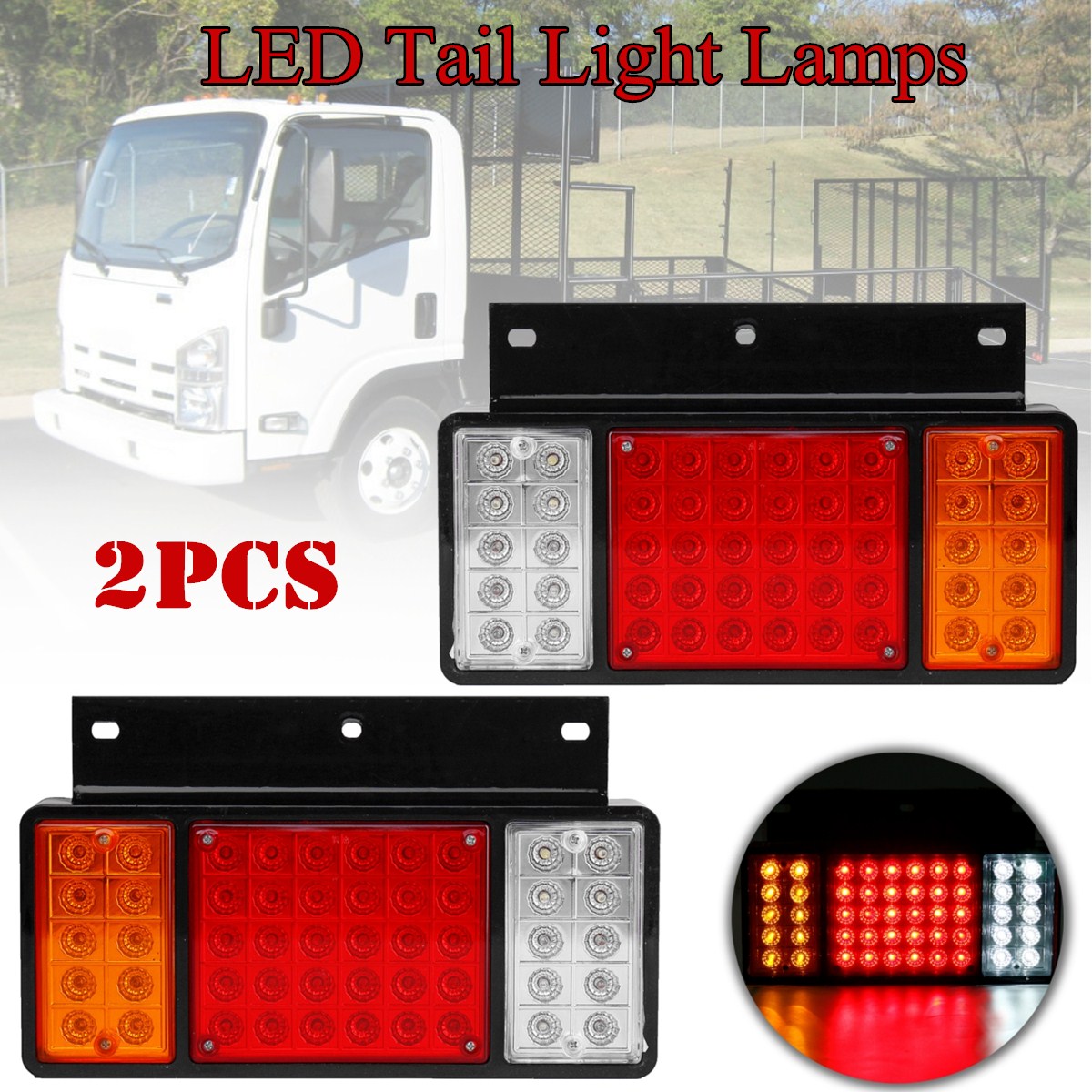 Pair-12V-50LED-Car-Rear-Tail-Light-Lamp-for-ISUZU-Elf-Truck-NPR-NKR-NHR-1984-up-1330809