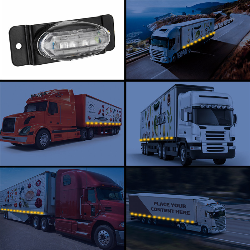 Yellow-24V-LED-Side-Marker-Lights-License-Plate-Lamp-Piranha-Style-with-stand-for-Truck-Trailer-1520445