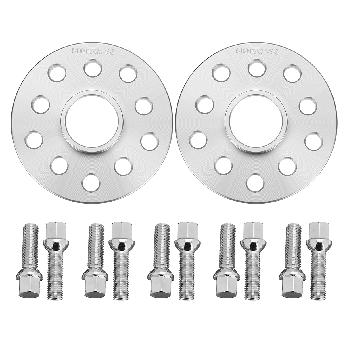 2x-Alloy-Hubcentric-Wheel-Spacer-Shims-5x100112-571-15mm-Bolt-For-VW-Volkswagen-1512406
