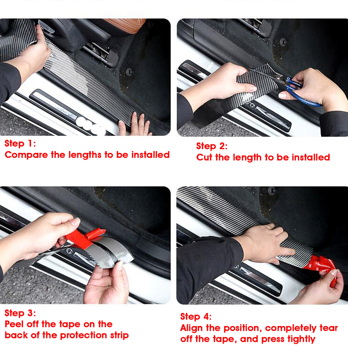 1M--25M-Car-Carbon-Fiber-Door-Sill-Protector-Rubber-Edge-Guard-Strip-Universal-1610605