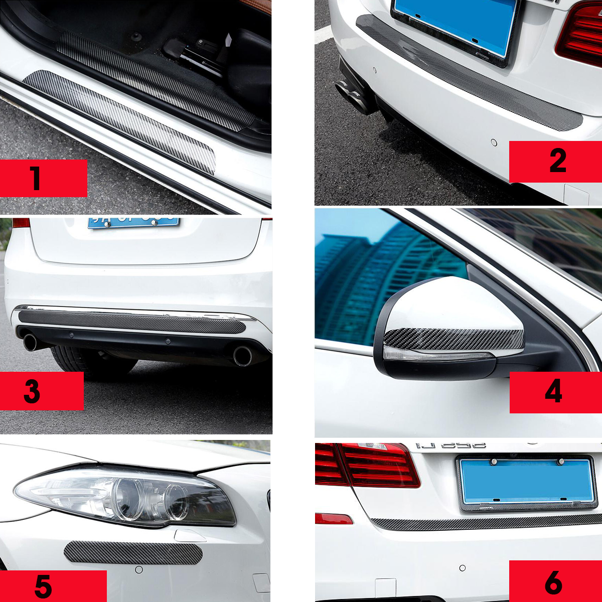 1M--25M-Car-Carbon-Fiber-Door-Sill-Protector-Rubber-Edge-Guard-Strip-Universal-1610605