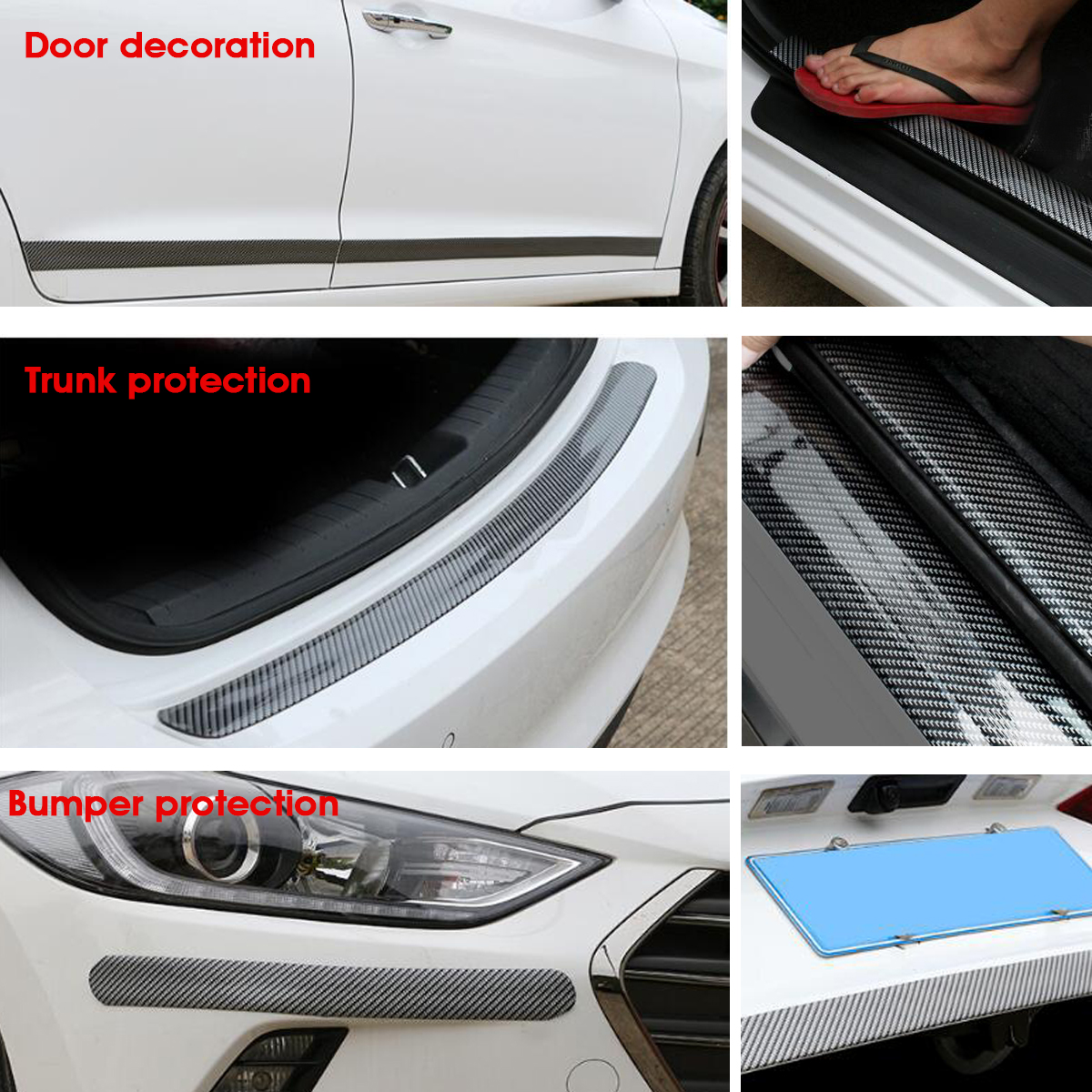 1M--25M-Car-Carbon-Fiber-Door-Sill-Protector-Rubber-Edge-Guard-Strip-Universal-1610605