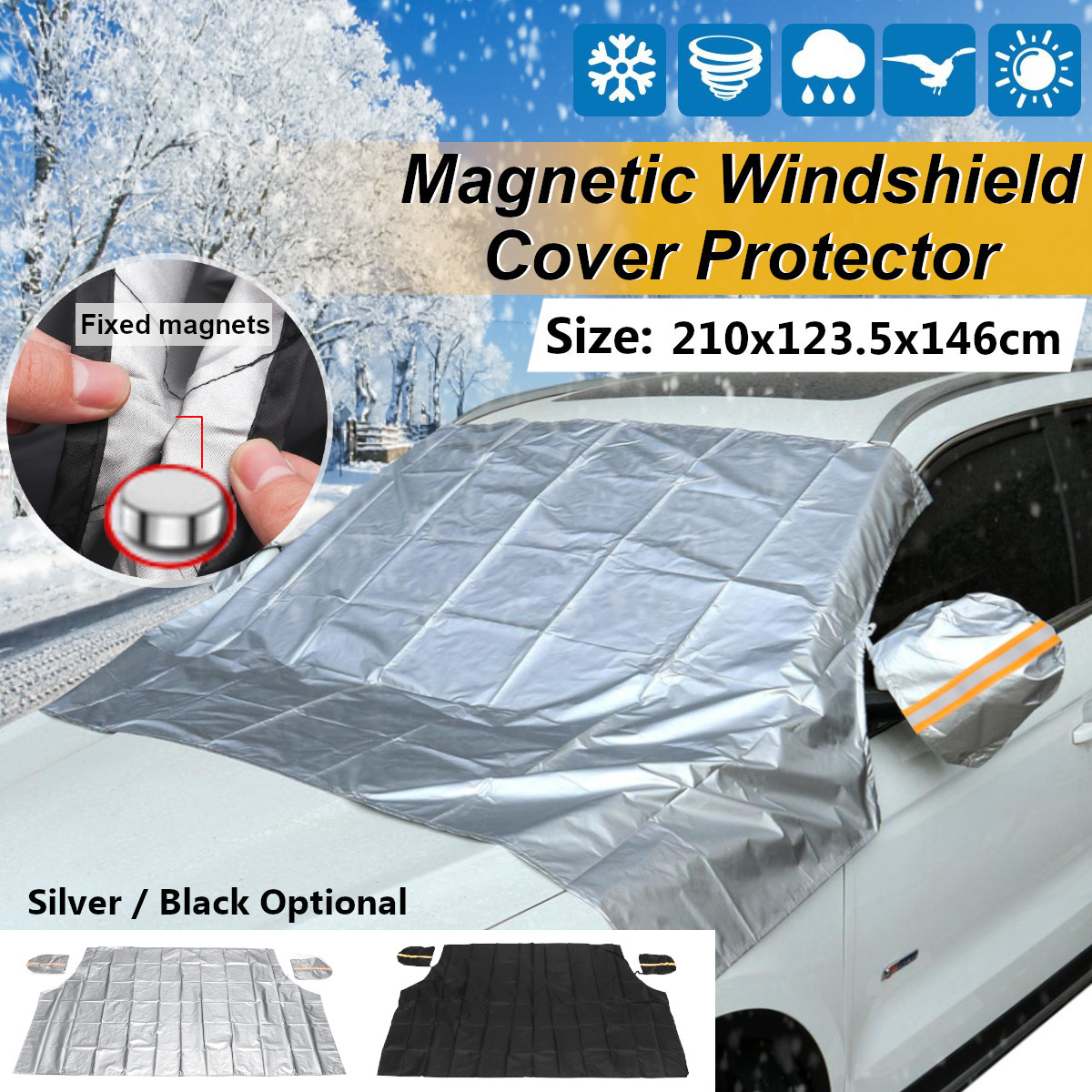 210x1235x146cm-Magnetic-Car-Windshield-Snow-Cover-Sun-Dust-Ice-Frost-Protector-Shield-1415379